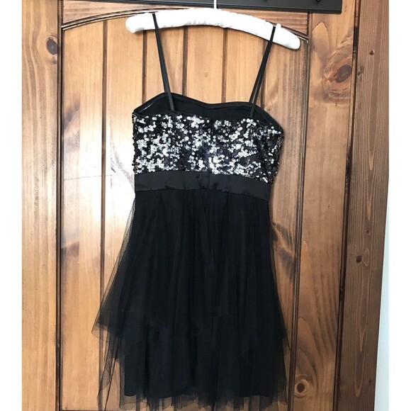 HAILEY by ADRIANNA PAPELL Black Tulle Shimmer Prom Party Dress 5/6 Whimsygoth - Picture 10 of 11